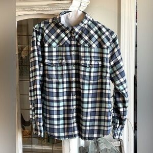 JACHS Girlfriend Flannel Shirt. Long Sleeve. Women’s Sz-XXL | Button Up | Navy